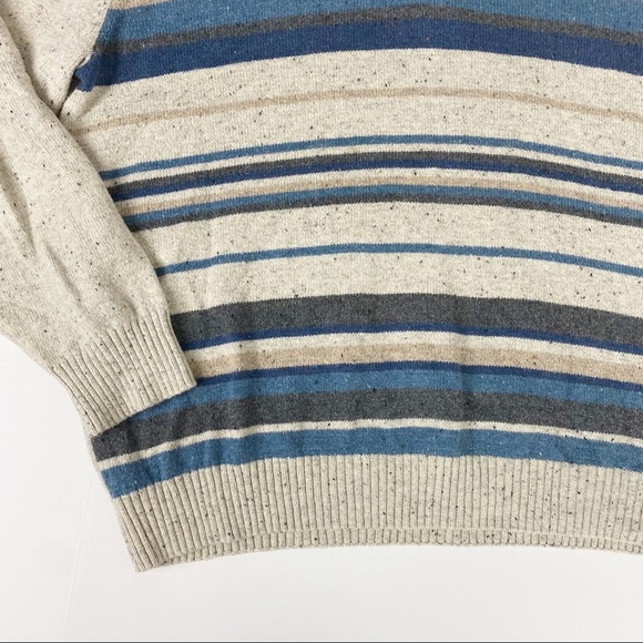 TRICOTS ST RAPHAEL Quarter Zip Striped Mock neck Speckled Pullover Sweater XL - Picture 5 of 13